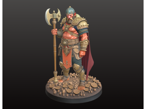 Giant Elf Warrior STL Colossal Axe-Hammer Champion 3D Print Model