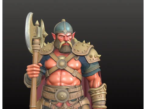 Gigante Elfo Guerreiro STL Campe&atilde;o Colossal do Machado-Martelo Modelo de Impressão 3D