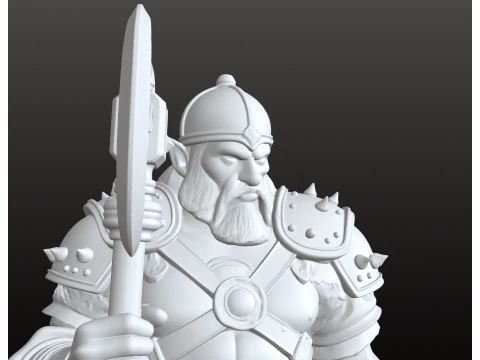 Gigante Elfo Guerreiro STL Campe&atilde;o Colossal do Machado-Martelo Modelo de Impressão 3D
