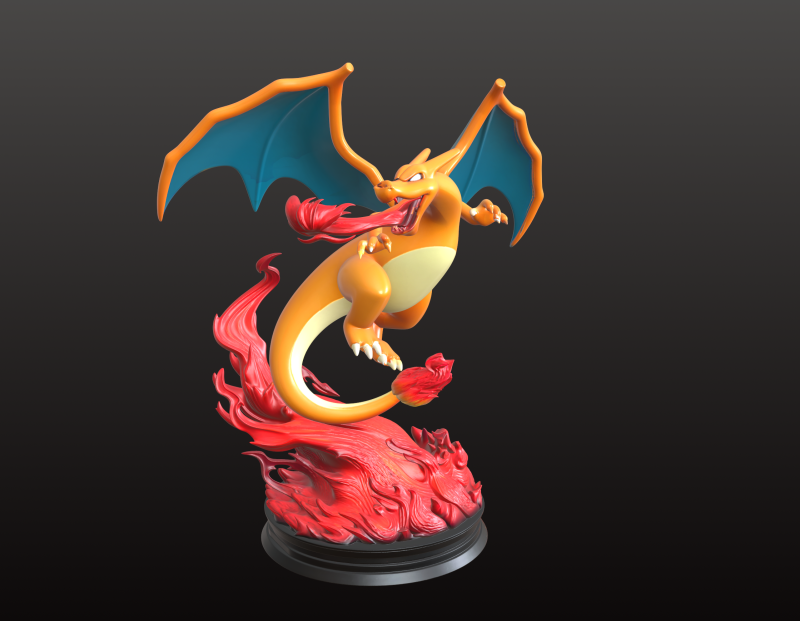 Charizard STL Fiery Dragon Flight Pose 3D Print Model .c4d .max .obj .3ds .fbx .stl .blend 