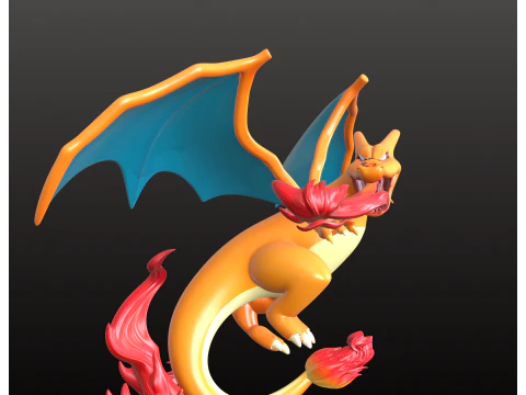 Charizard STL Fiery Dragon Flight Pose 3D Print Model
