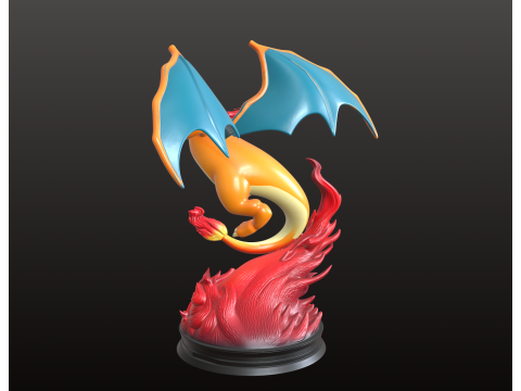 Charizard STL Fiery Dragon Flight Pose 3D Print Model