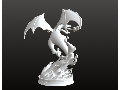 Charizard STL Fiery Dragon Flight Pose 3D Print Model