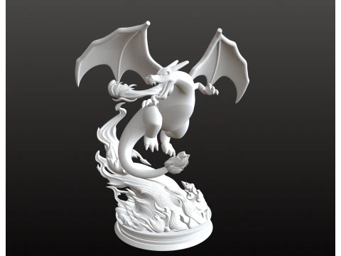 Charizard STL Fiery Dragon Flight Pose 3D Print Model