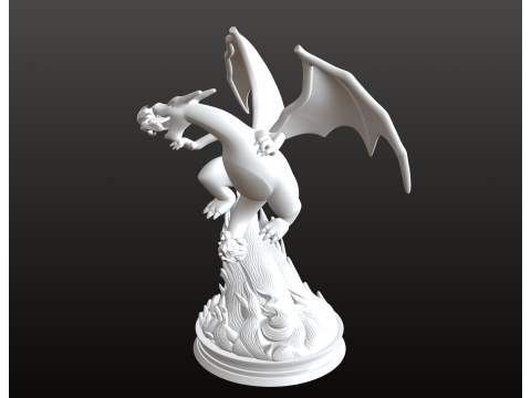 Charizard STL Fiery Dragon Flight Pose 3D Print Model