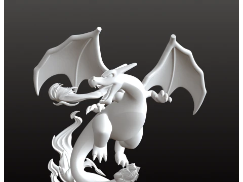 Charizard STL Fiery Dragon Flight Pose 3D Print Model