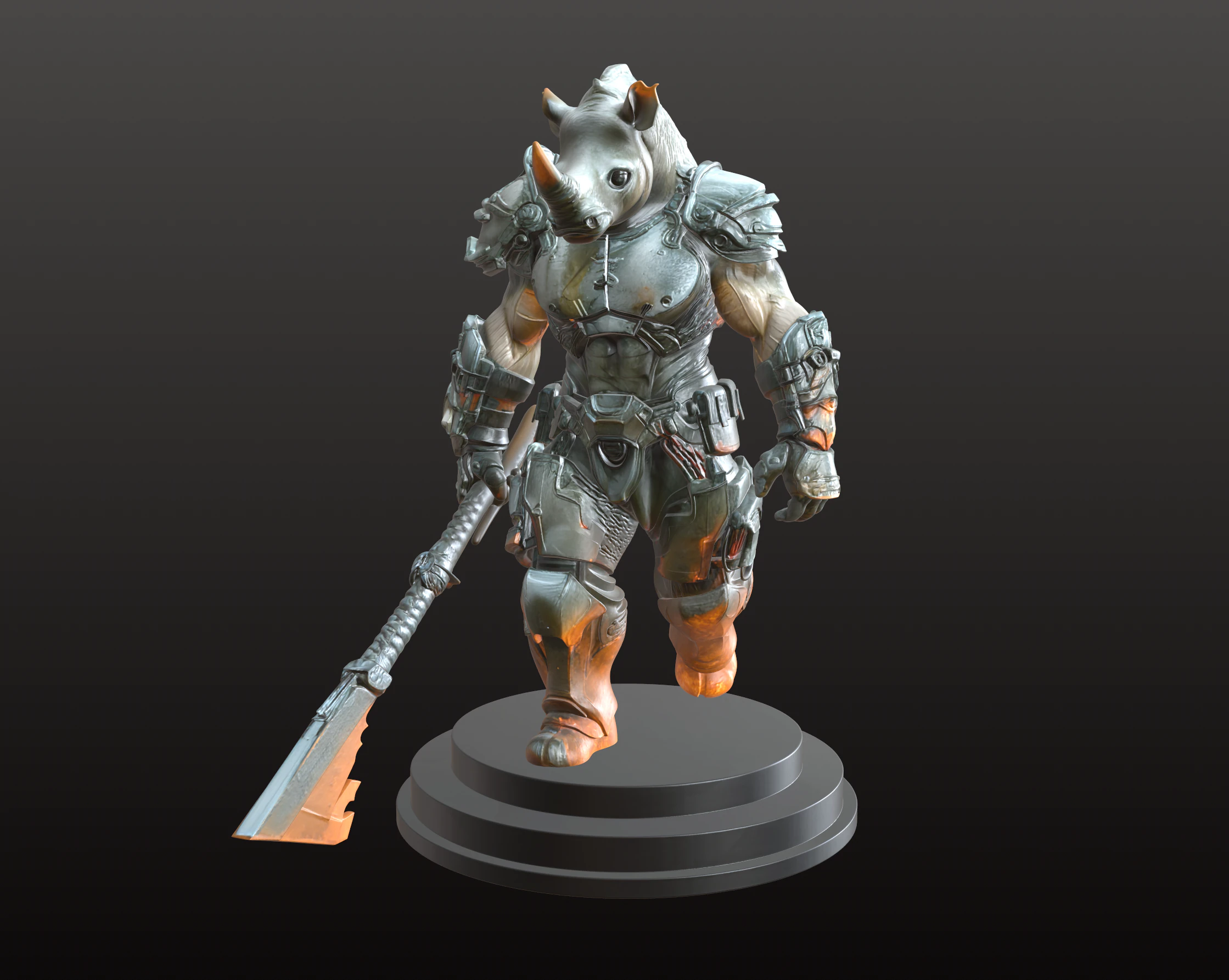 Rhino Warrior STL Armored Beast Champion 3D Print Model .c4d .max .obj .3ds .fbx .stl .blend 