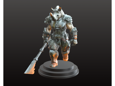 Rhino Warrior STL Champion de la bête blindée Modèles 3D en vedette