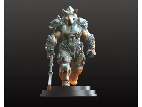 Rhino Warrior STL Armored Beast Champion 3D Print Model