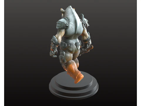 Rhino Warrior STL Armored Beast Champion 3D Print Model