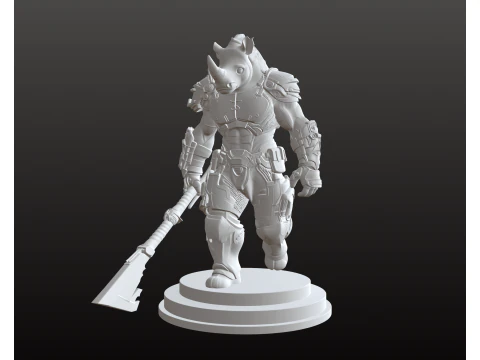 Rhino Warrior STL Armored Beast Champion 3D Print Model