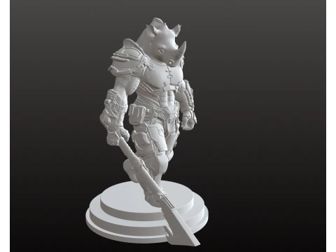 Rhino Warrior STL Armored Beast Champion 3D Print Model