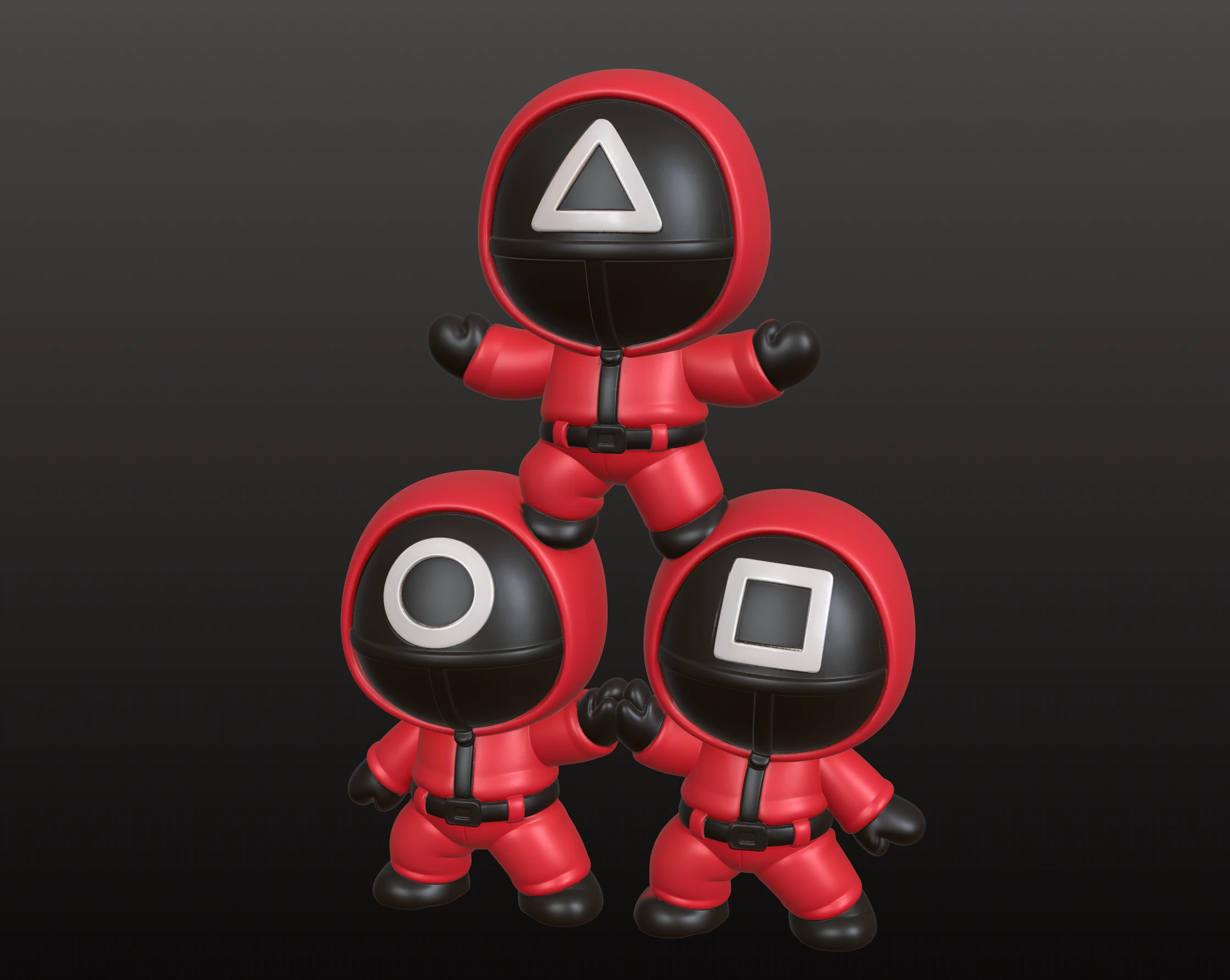 Squid Game Inspired Crew STL Chibi Style Collectible Set 3D Print Model .c4d .max .obj .3ds .fbx .stl .blend 