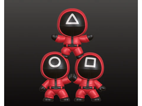 Squid Game Inspired Crew STL Chibi Style Collectible Set 3D Print Model