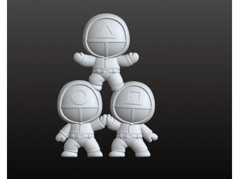 Squid Game Inspired Crew STL Chibi Style Collectible Set 3D Print Model