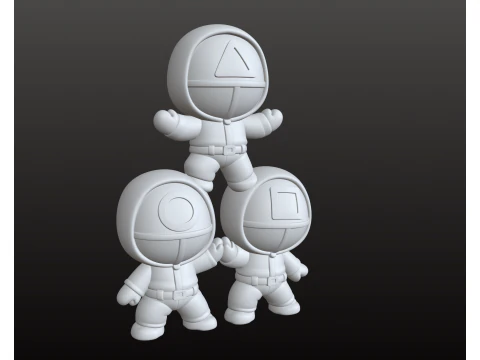 Squid Game Inspired Crew STL Chibi Style Collectible Set 3D Print Model