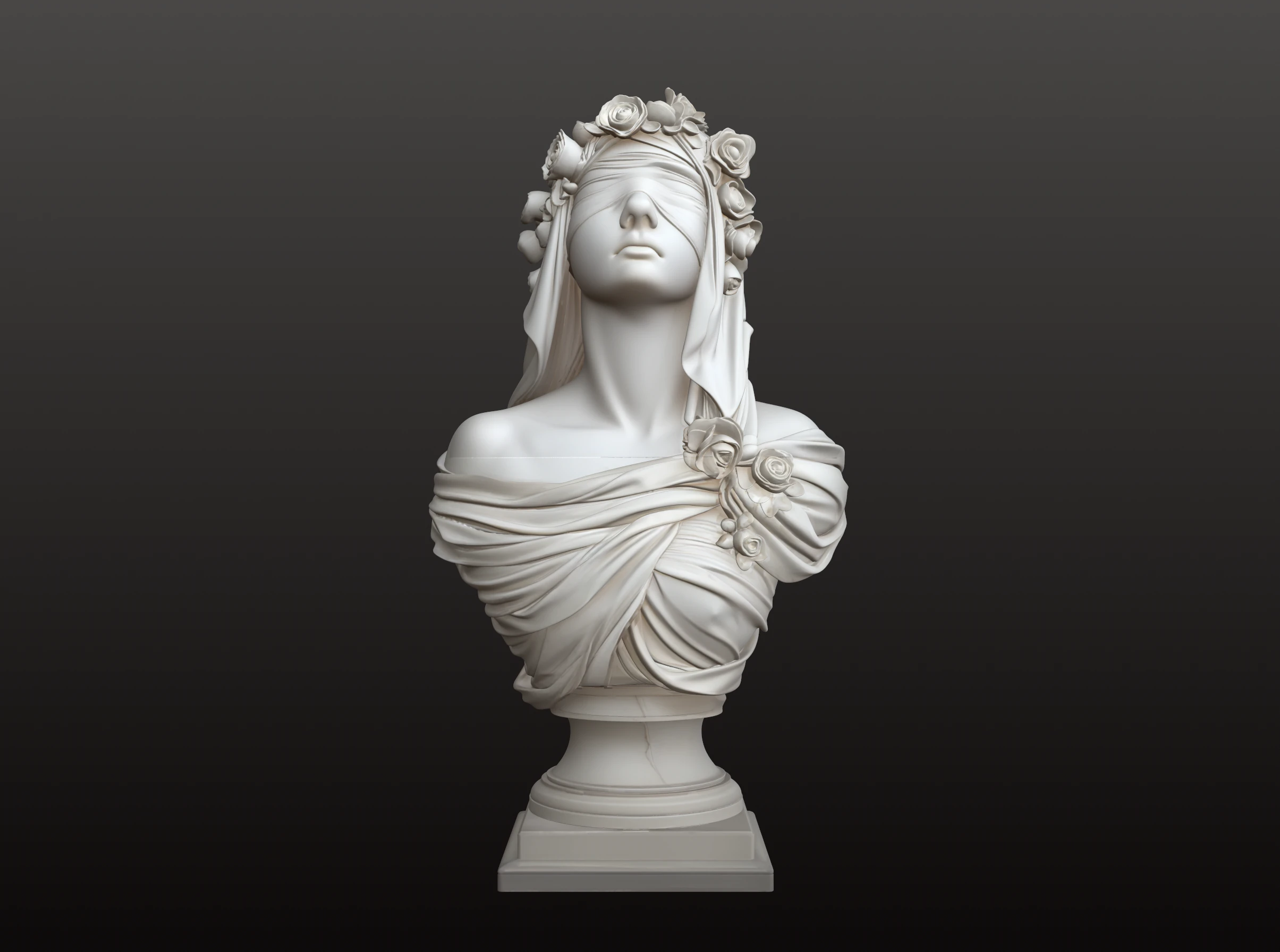 Blindfolded Goddess Bust STL Mythological Collectible 3D Print Model .c4d .max .obj .3ds .fbx .stl .blend 
