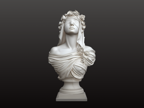 Koleksi Mitologi STL Patung Dewi dengan Mata Tertutup Model Cetak 3D
