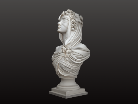 Koleksi Mitologi STL Patung Dewi dengan Mata Tertutup Model Cetak 3D