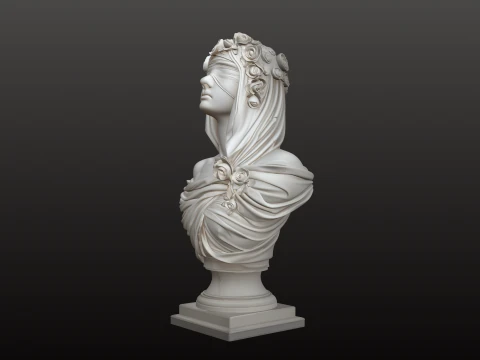 Blindfolded Goddess Bust STL Mythological Collectible 3D Print Model