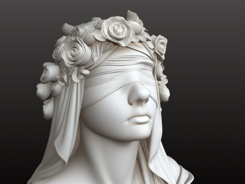 Koleksi Mitologi STL Patung Dewi dengan Mata Tertutup Model Cetak 3D