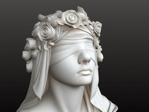 Blindfolded Goddess Bust STL Mythological Collectible 3D Print Model