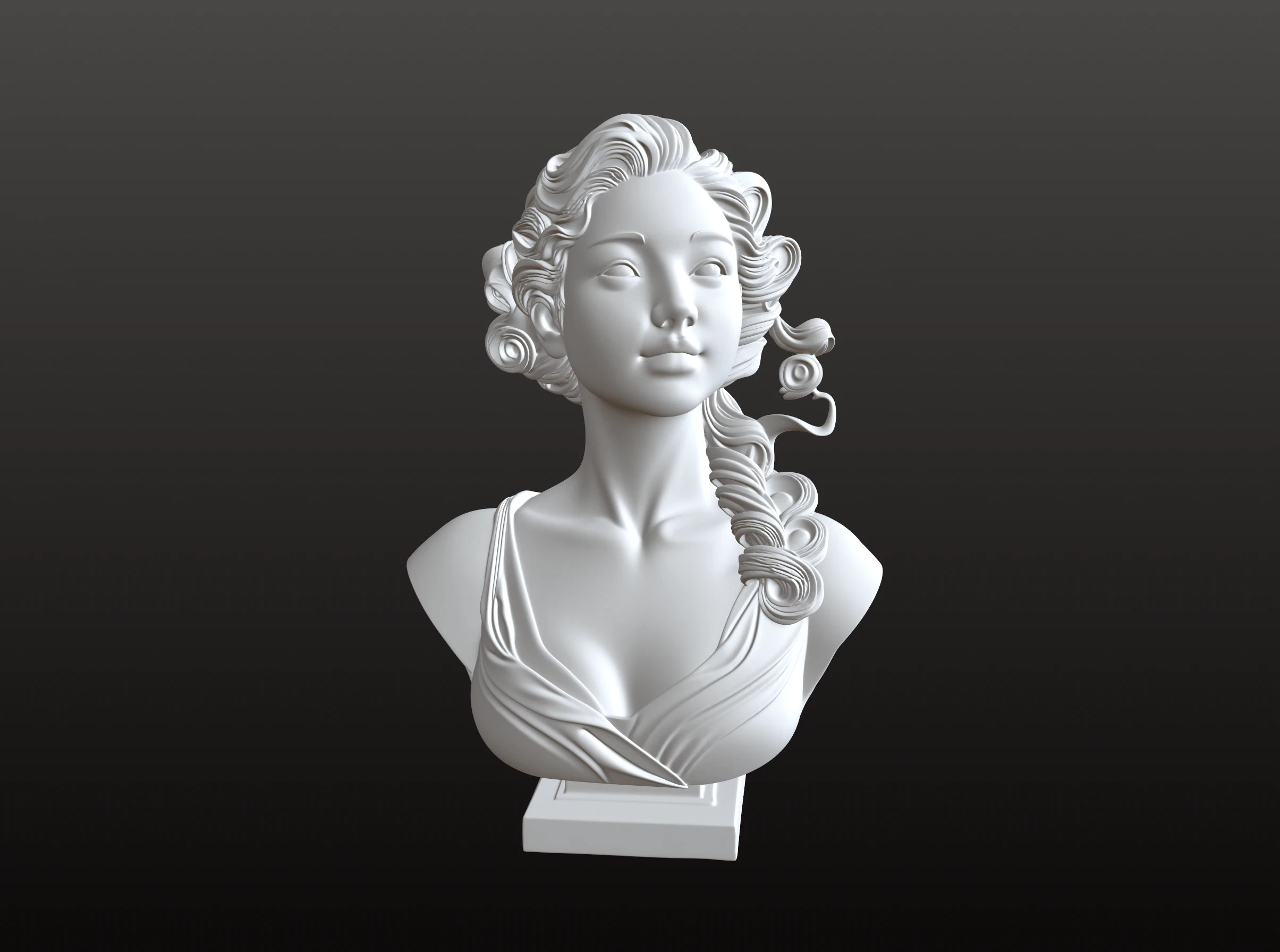 Beautiful Woman Bust STL Elegant Portrait 3D Print Model .c4d .max .obj .3ds .fbx .stl .blend 