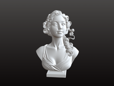 Beautiful Woman Bust STL Elegant Portrait 3D Print Model