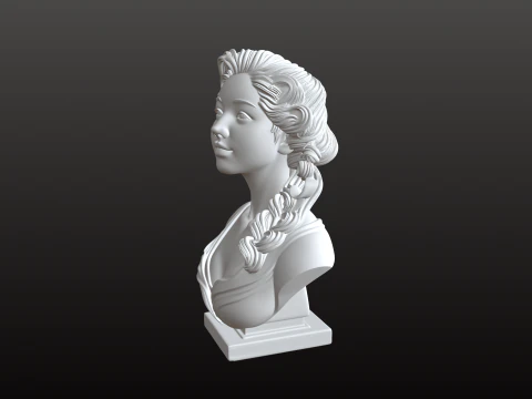 Beautiful Woman Bust STL Elegant Portrait 3D Print Model