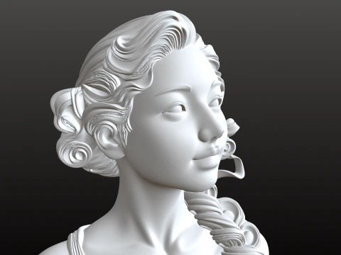 Beautiful Woman Bust STL Elegant Portrait 3D Print Model