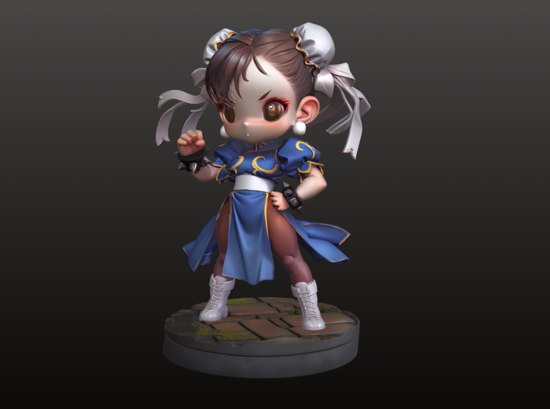 Artiste martial Chibi STL Cute Street Fighter Modèles 3D en vedette .c4d .max .obj .3ds .fbx .stl .blend 