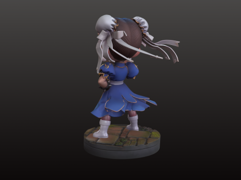 Artiste martial Chibi STL Cute Street Fighter Modèles 3D en vedette