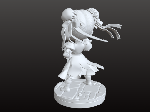 Artiste martial Chibi STL Cute Street Fighter Modèles 3D en vedette