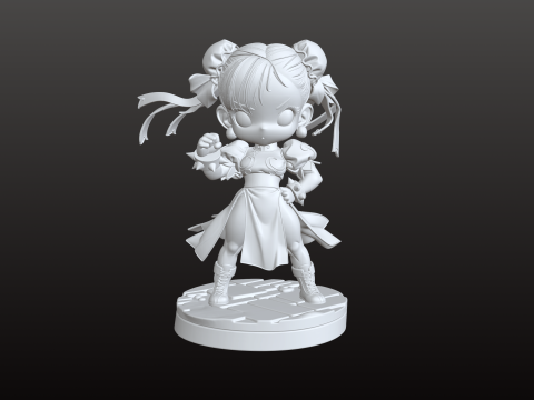 Artiste martial Chibi STL Cute Street Fighter Modèles 3D en vedette