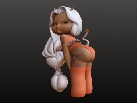 Chibi Devil Girl STL Petit d&eacute;mon ludique &agrave; collectionner Modèles 3D en vedette