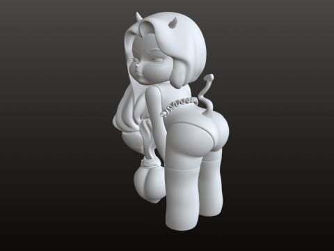 Chibi Şeytan Kız STL Şakacı K&uuml;&ccedil;&uuml;k Şeytan Koleksiyonluk Eşya 3D Baskı Modeli