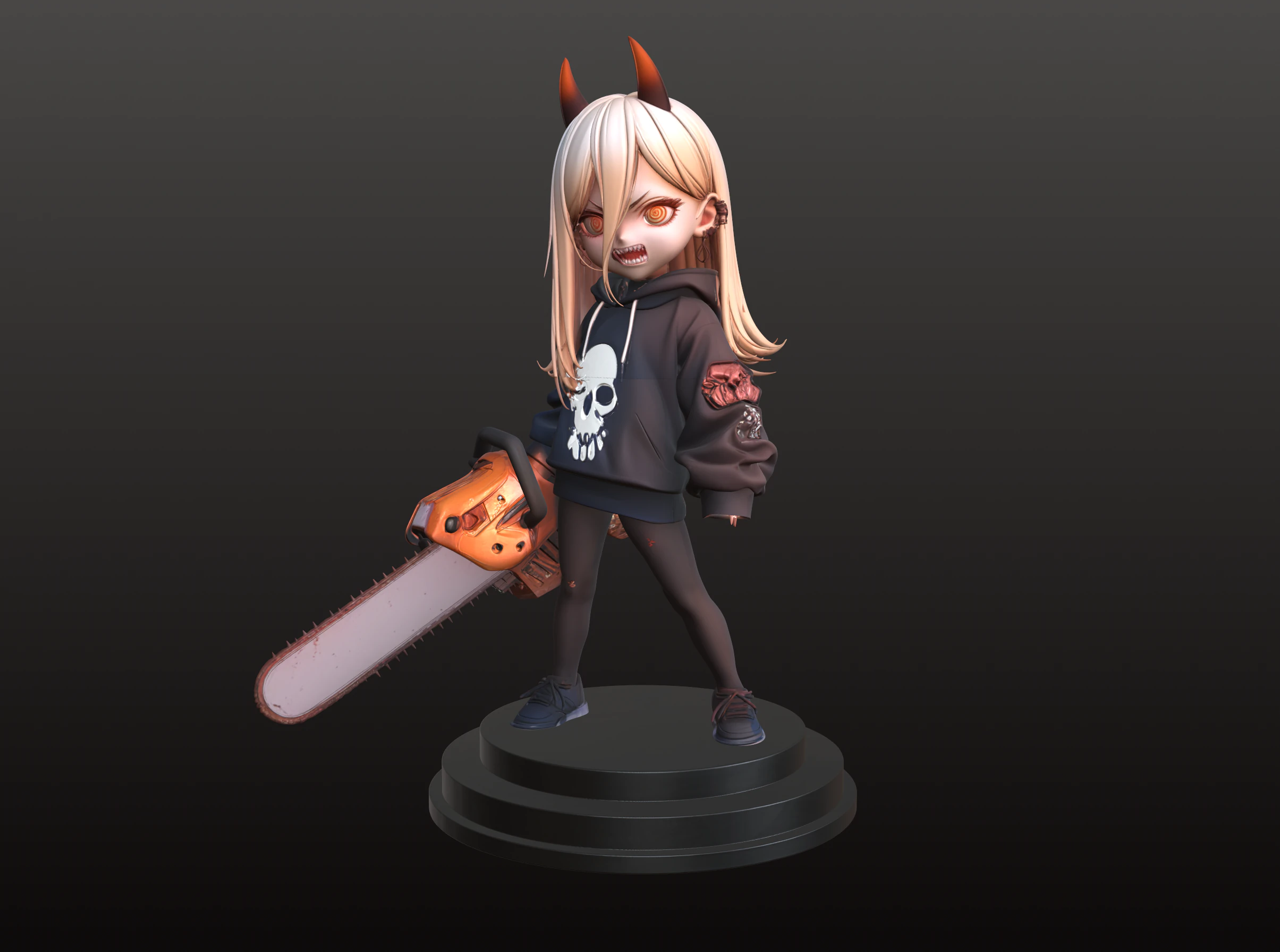 Chibi Devil Girl STL Horror Manga Style 3D Print Model .c4d .max .obj .3ds .fbx .stl .blend 