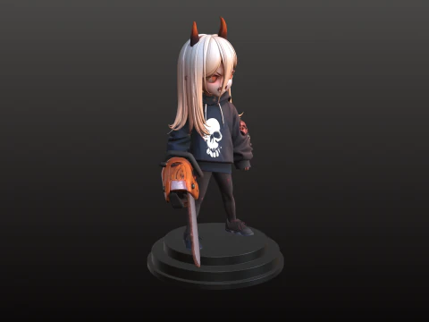 Chibi Devil Girl STL Horror Manga Style 3D Print Model