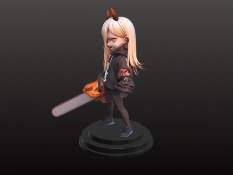 Chibi Devil Girl STL Horror Manga Style 3D Print Model