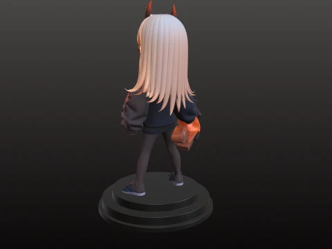 Chibi Devil Girl STL Horror Manga Style 3D Print Model