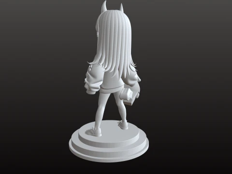 Chibi Devil Girl STL Horror Manga Style 3D Print Model