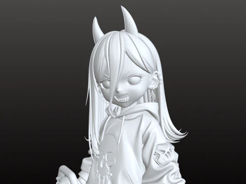 Chibi Devil Girl STL Horror Manga Style 3D Print Model