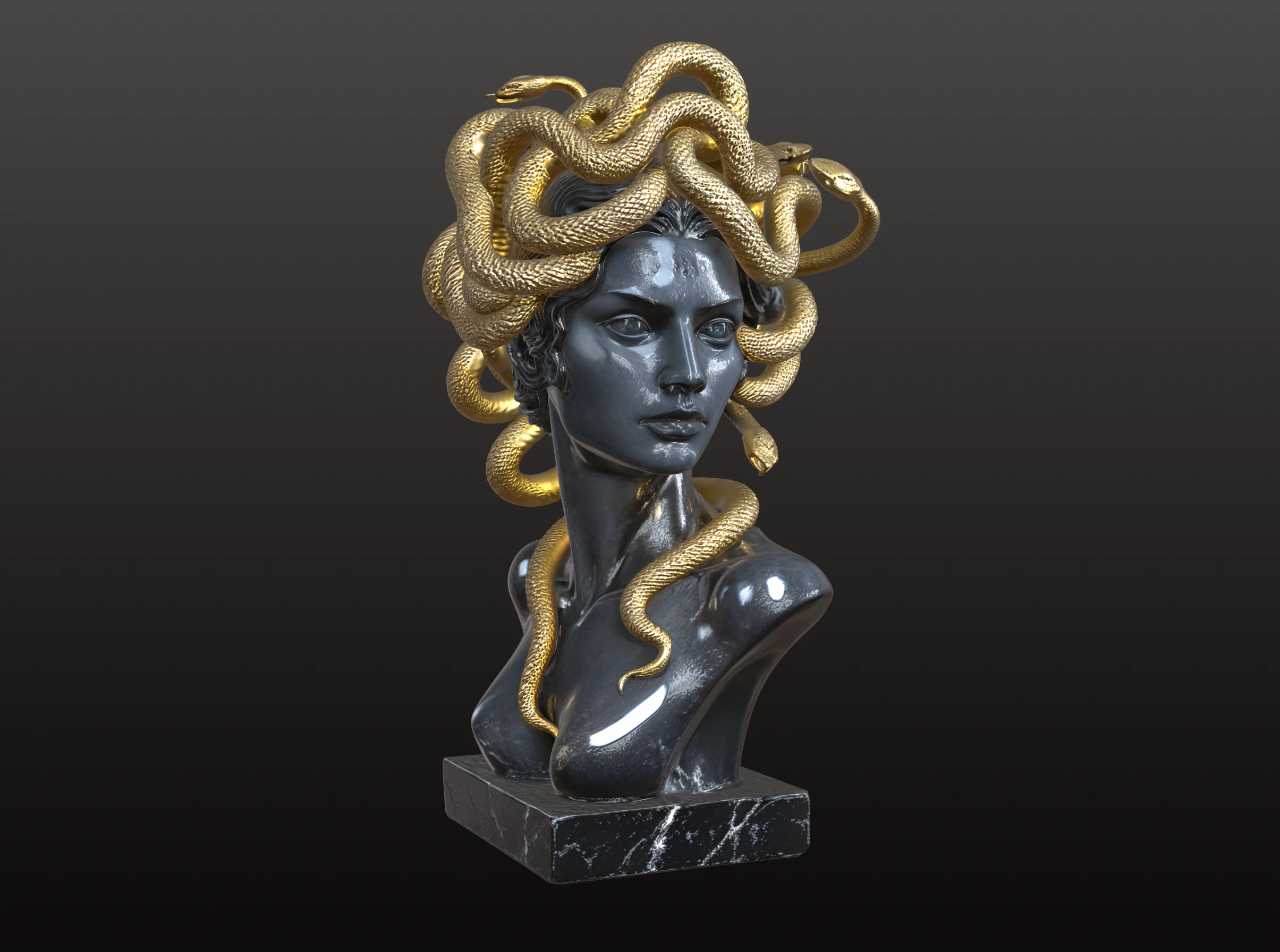 Medusa Bust STL Mythological Gorgon Goddess 3D Print Model .c4d .max .obj .3ds .fbx .stl .blend 