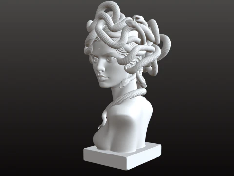 Medusa Bust STL Mythological Gorgon Goddess 3D Print Model