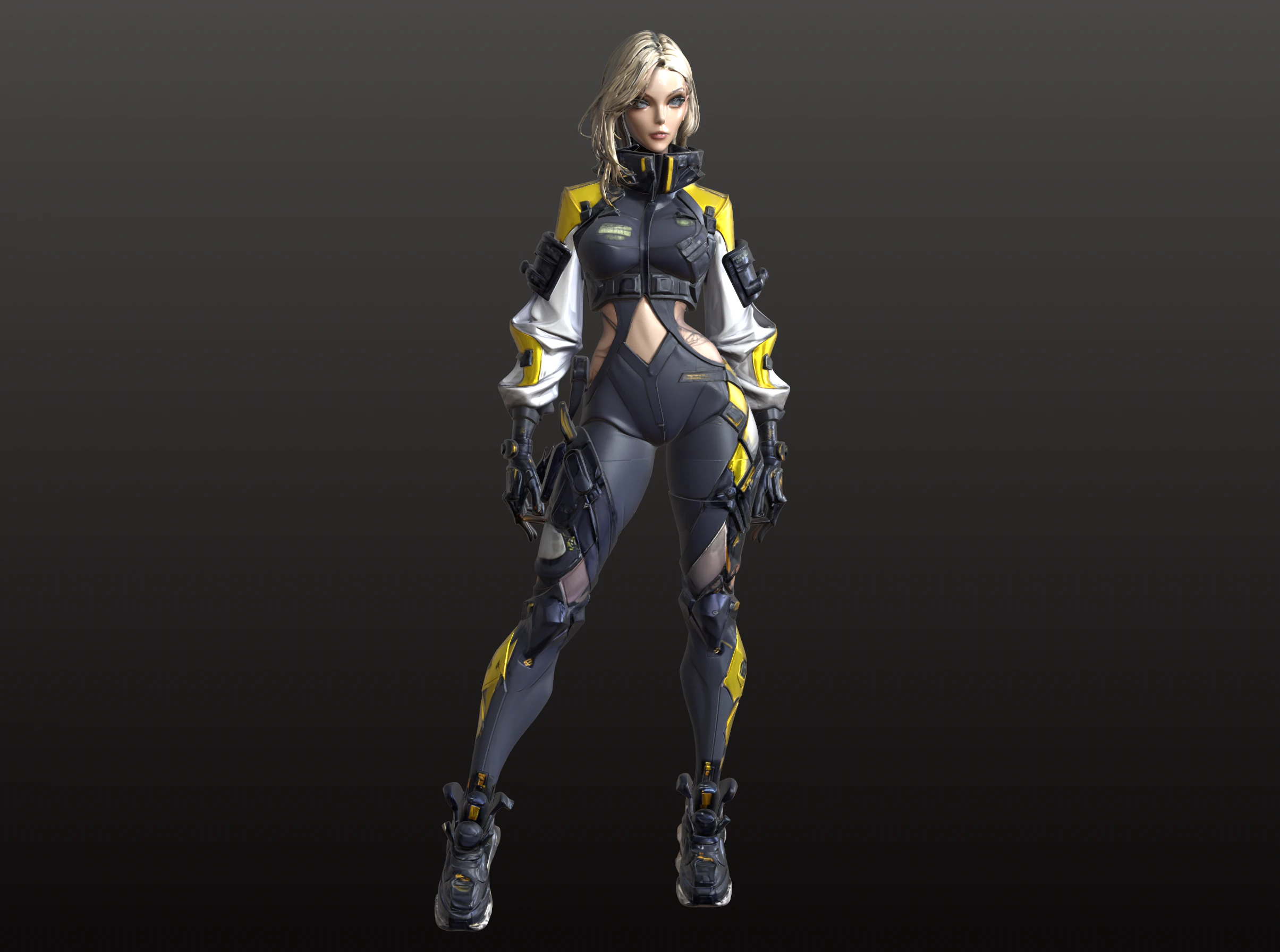 Figura d'azione futuristica della tuta robotica STL della ragazza guerriera Modello di stampa 3D .c4d .max .obj .3ds .fbx .stl .blend 
