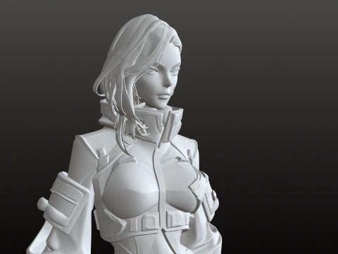 Figura d'azione futuristica della tuta robotica STL della ragazza guerriera Modello di stampa 3D