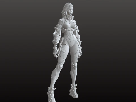 Figura d'azione futuristica della tuta robotica STL della ragazza guerriera Modello di stampa 3D