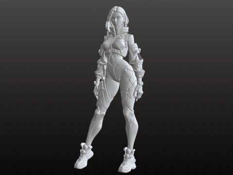 Figura d'azione futuristica della tuta robotica STL della ragazza guerriera Modello di stampa 3D
