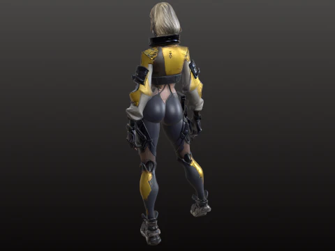 Figura d'azione futuristica della tuta robotica STL della ragazza guerriera Modello di stampa 3D