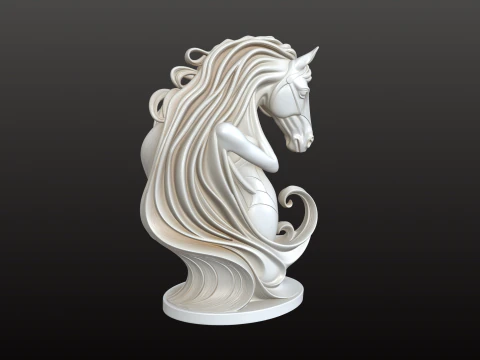 Woman and Horse Sculpture STL Elegant Mythic 3D Print Model